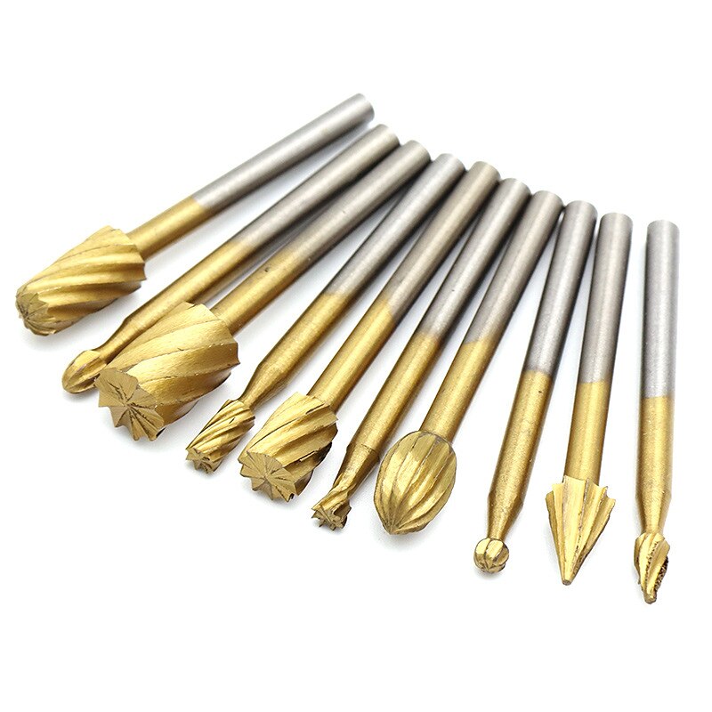 10 pz 1/8 '' gambo in acciaio hss frese rotative taglierina incisione rettifica bit per strumenti di taglio di file rotanti la lavorazione del legno fai da te del 2025 a $11.99 –P6