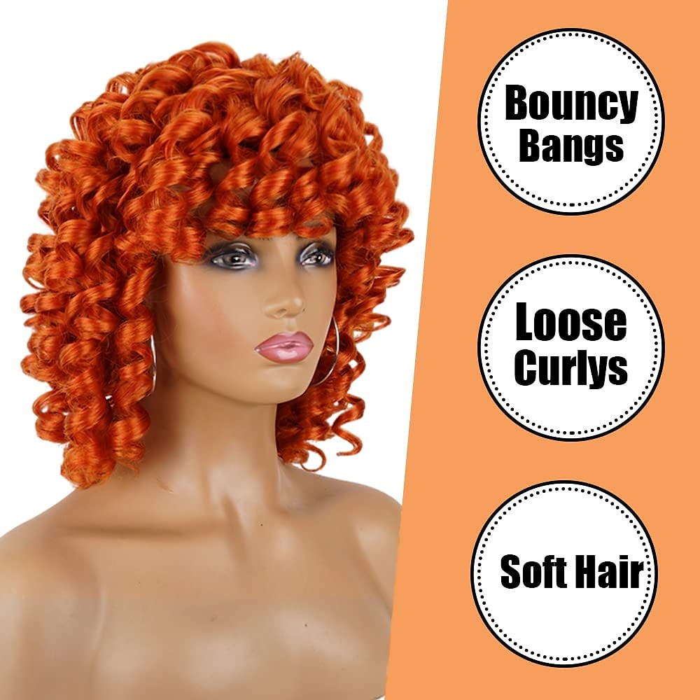  PHOENIXFLY Short Loose Curly Wigs Heat Resistant