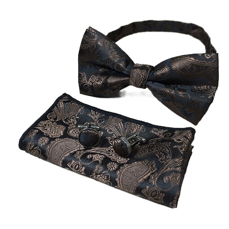 Men's Ties Bow Tie Pocket Square Cufflinks Sets Bow Tie Gift Box Work Wedding Gentleman Jacquard 2025 - $13.99 –P6