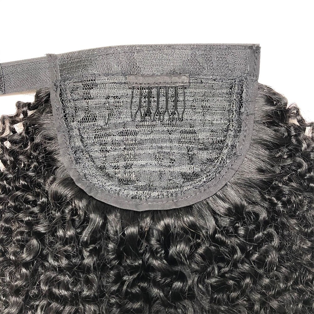 extensions de cheveux queue de cheval extensions afro crépus bouclés cheveux humains wrap autour de queue de cheval remy extensions de cheveux clip dans les extensions de cheveux avec pâte magique de 2025 ? $44.99 –P6