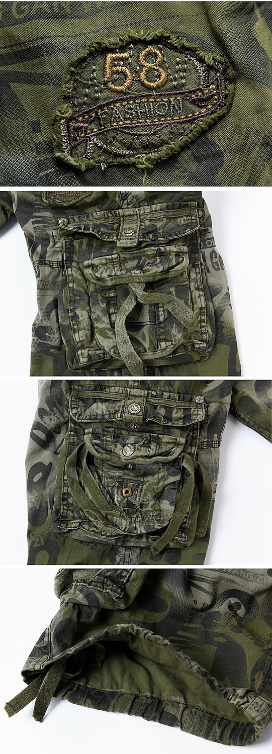 Homme Shorts cargo Short camouflage Shorts de Randonnée Multi-poches Camouflage Longueur Genou Quotidien ancien Streetwear Vert Véronèse Bleu de 2025 ? $28.99 –P6