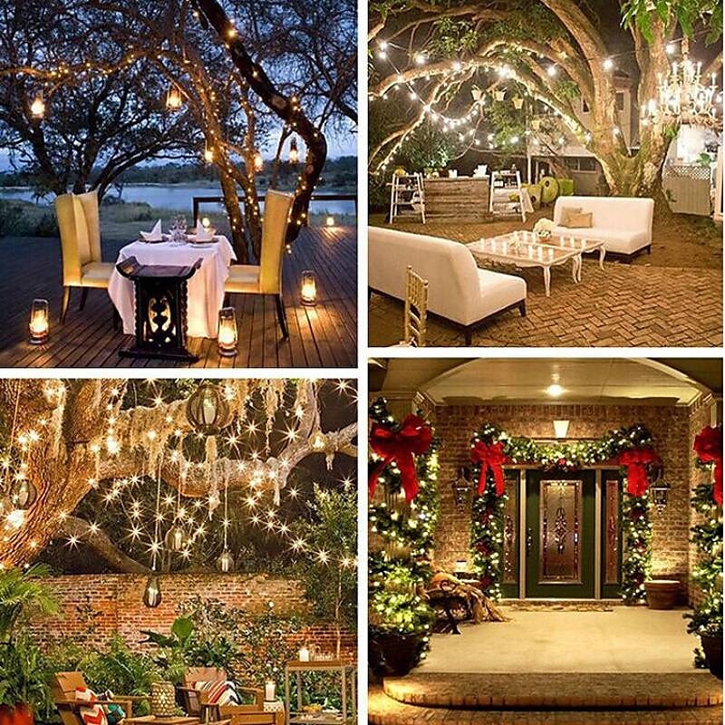 elegant bryllupsfestmottakelse 20m 200led solcellelamper med eventyrlys - kobbertråd utendørs hage, terrassedekorasjon med 8 moduser vanntett for bursdag og ferie 2025 - $16.49 –P7