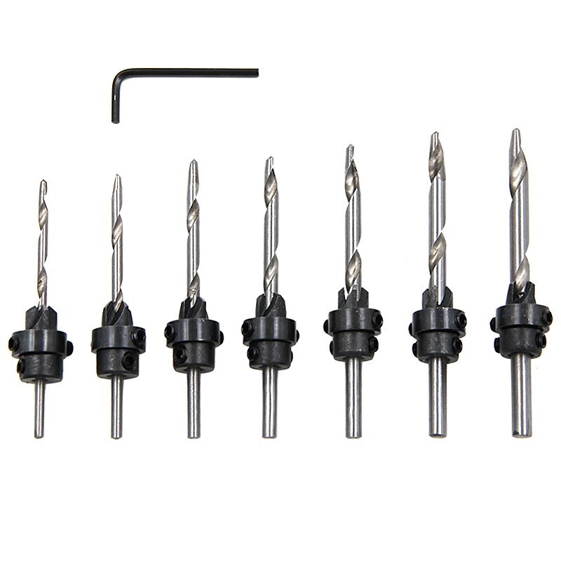 Countersink Drill Bits With Adjustable Depth Stop Collar Wood Woodworking 7pc Drilling Hole Saw 4 Flute 2025 - $13.99 –P2