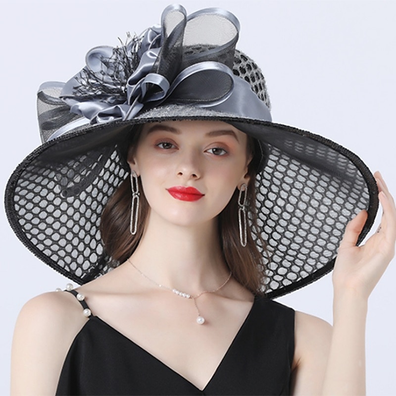 Cappelli copertura cappello a secchiello in tulle organza cappello da sole matrimonio Kentucky corsa di cavalli giornata delle donne moda stile vintage con fiore a fiocco copricapo copertura per del 2026 a $49.99 –P4