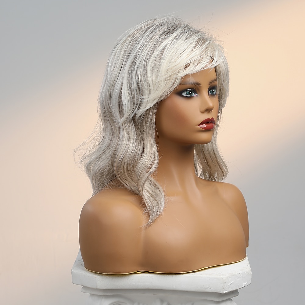 Смесь человеческих волос Парик Средние Естественные волны Боковая часть Стрижка каскад Ассиметричная стрижка С чёлкой Блондинка Косплей Курильщик и выпрямитель Природные волосы Без шапочки-основы 2025 - $104.99 –P4