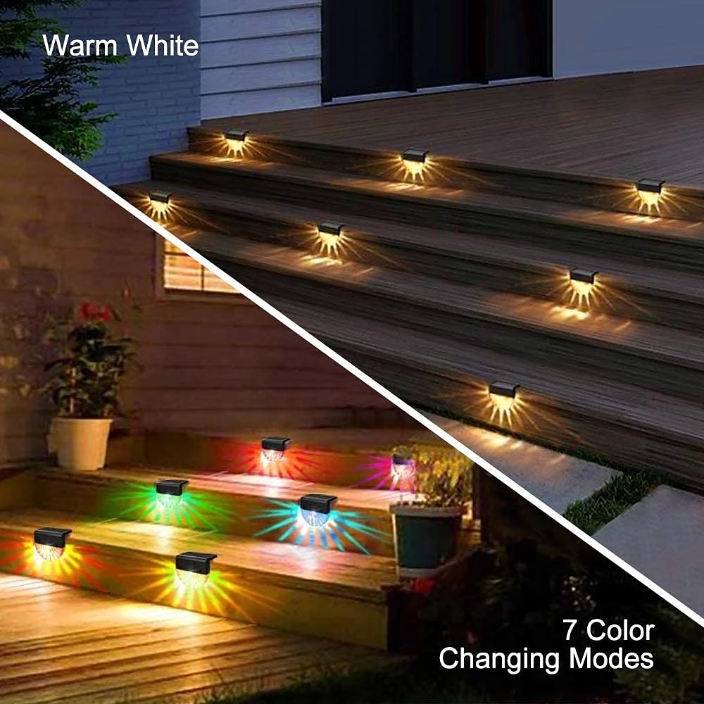 2/4pcs Solar Fence Lights  Outdoor Deck Lights Warm White Waterproof RGB 2 Modes Garden Lights Villa Patio Decoration Landscape Fence Stair Lights 2026 - $37.99 –P12