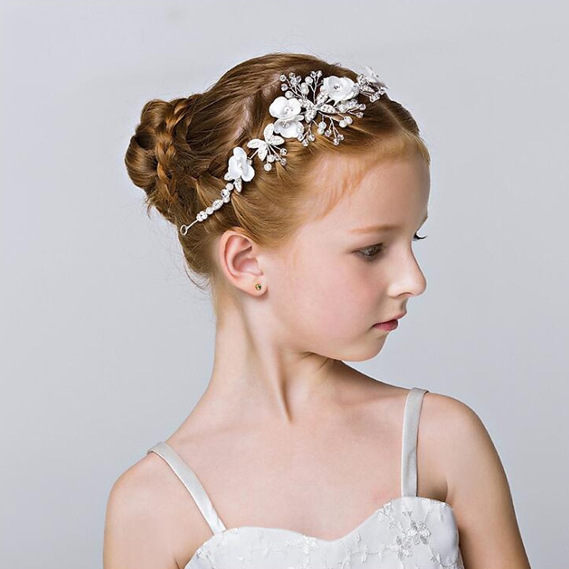 Flower Girl Headpiece Princess Wedding Headband Flower Pearl Hair  Accessories