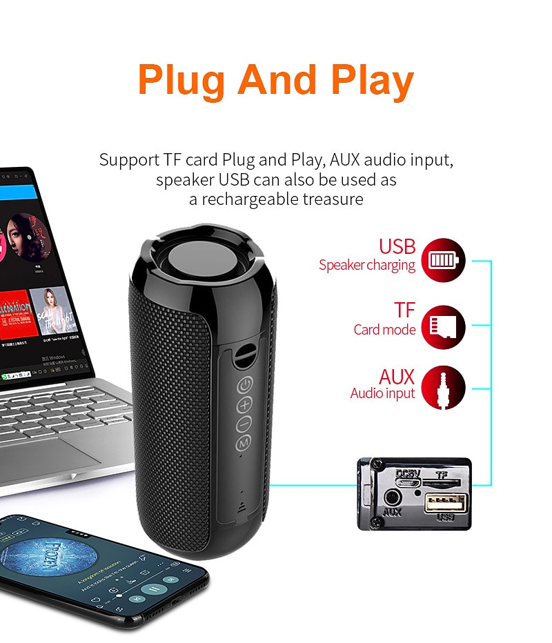 Portable Bluetooth Speaker Wireless Bass Subwoofer Waterproof Outdoor Speakers Boombox AUX TF USB Stereo Loudspeaker Music Box Valentine's Day Gift 2026 - $25.99 –P11