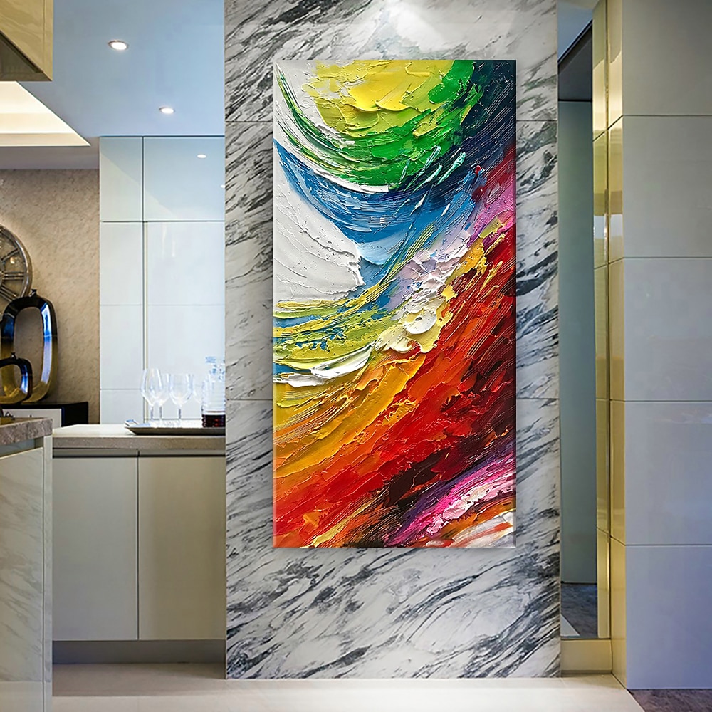 olieverfschilderij 100% handgemaakte handgeschilderde kunst aan de muur op canvas verticale kleurrijke abstracte moderne woondecoratie decor gerold canvas geen frame niet uitgerekt 2025 - $100.99 –P6
