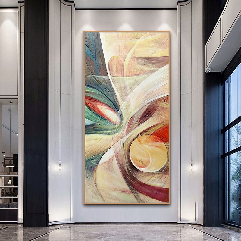 Peinture à l'huile Hang-peint Peint à la main Verticale Abstrait contemporain Moderne Toile roulée (sans cadre) de 2025 ? $100.99 –P2