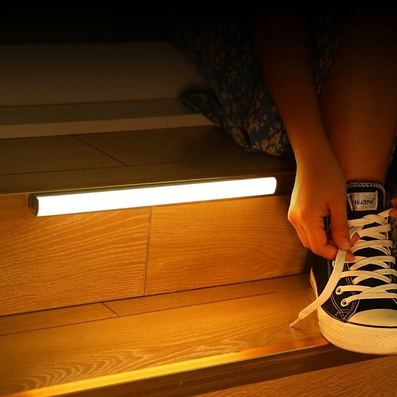 2 buc 10 led pir senzor de mișcare lampă de noapte încărcare usb corpul uman cu detecție automată lumină de noapte dulap dulap lumina de perete scară iluminat dormitor lumină inteligentă cu detectare 2025 - $22.99 –P3