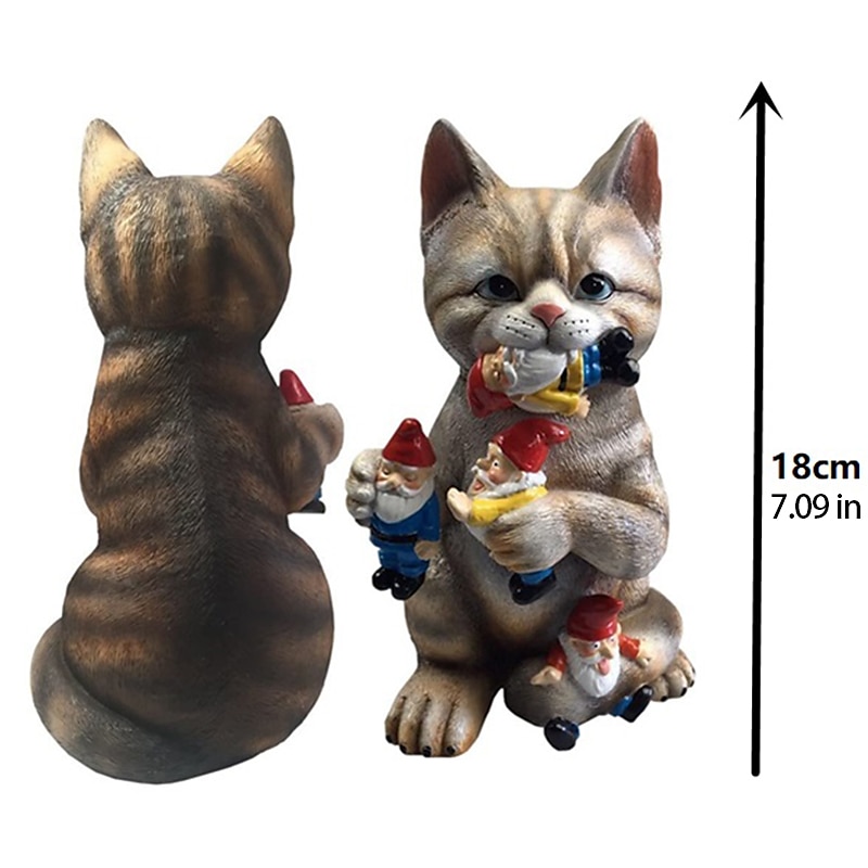 psotny kot ogród gnome statua figurka-najlepsza sztuka dcor do wewnątrz na zewnątrz domu lub biura statua na patio trawnik ozdoba podwórza parapetówka ogród prezent 2025 - $35.99 –P1