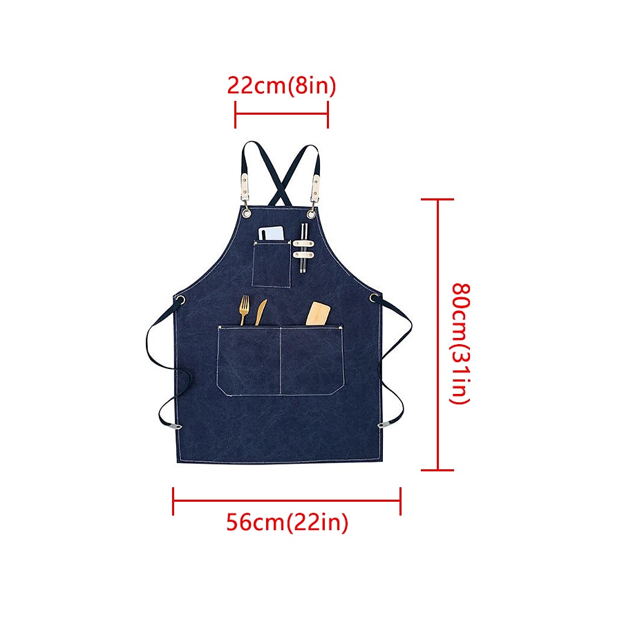 grembiule da cuoco nero per uomo donna con tasca, grembiule da lavoro in tela di cotone incrociato sul retro resistente regolabile del 2025 a $28.99 –P1
