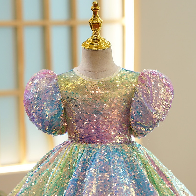Girls' 3D colour Dress Short Sleeve Summer Spring Wedding Party Cute Princess Kids 3-12 Years A Line Dress Tulle Dress Maxi Regular Fit 2025 - $89.99 –P6