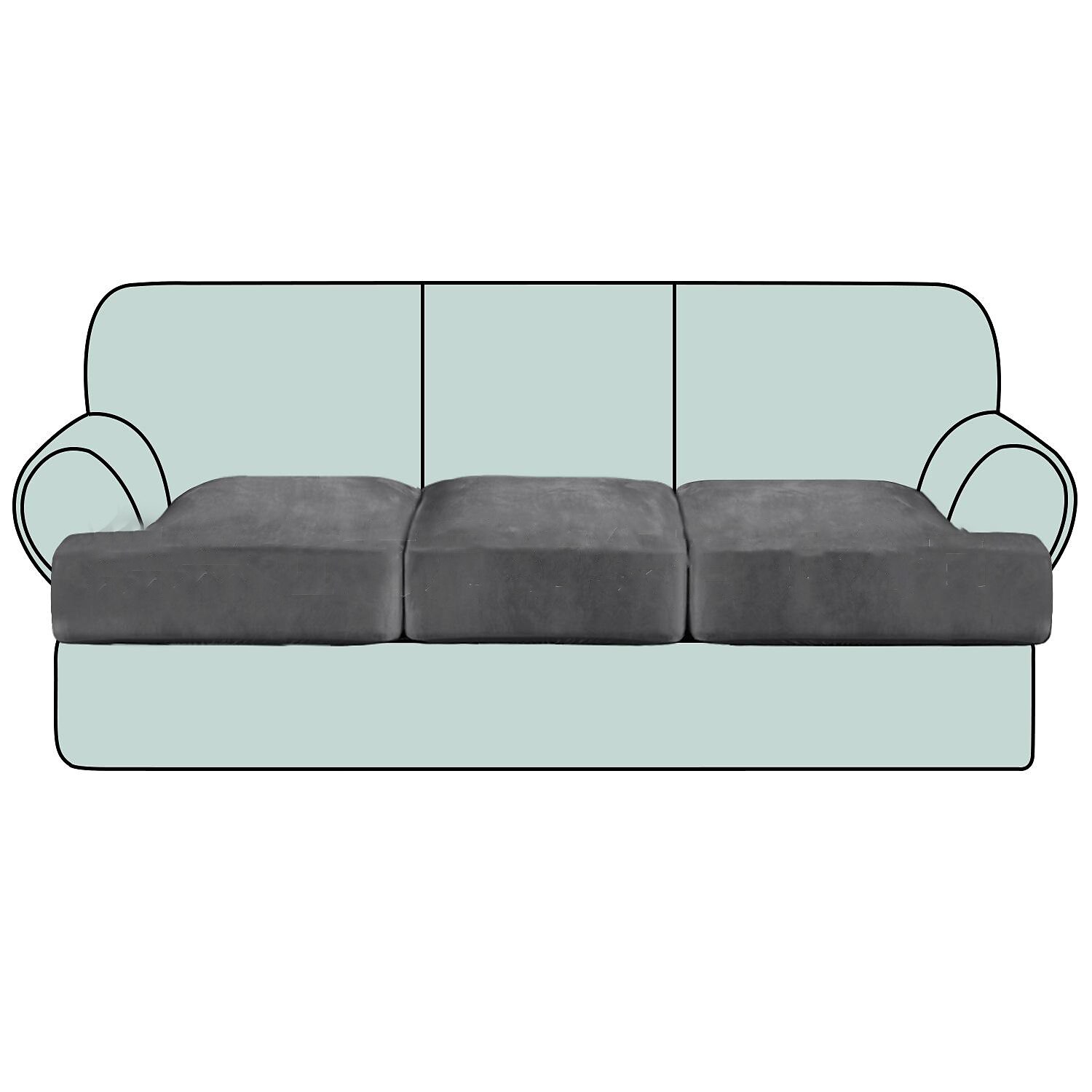 Housse de siège de canapé extensible canapé t coussin de siège housse de coussin élastique canapé fauteuil causeuse 3 places gris uni solide doux durable lavable de 2025 ? $17.49 –P8