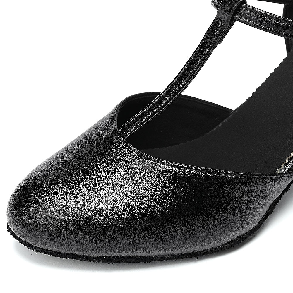 Dame Ballett Moderne sko Karakter sko Ytelse Trening Ballroom-dans Semsket Sko Enkel Stil Øvelse Spenne Kubansk hæl Lukket Tå Spenne T-stropp Voksne Svart 2025 - $46.99 –P5