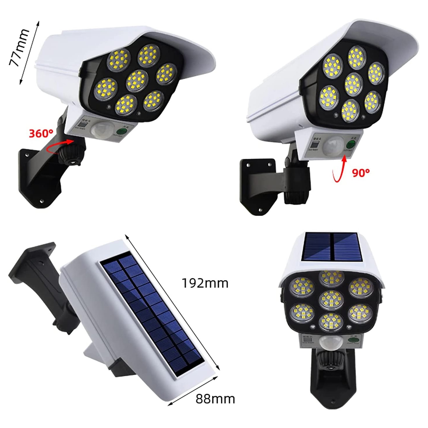Solar Flood Lights Outdoor Motion Sensor Spot Light Solar IP65 Waterproof Simulation Motion Sensor Wall Lamp Solar Fake Surveillance Cameras LightsSecurity LED Flood Light for Courtyard Street Garden 2025 - $21.99 –P2
