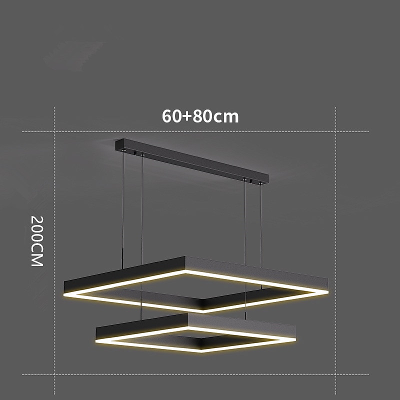 80 cm pendel LED lagdelt lysekrone moderne enkel kvadratisk nordisk soverom stue spisestuelampe 2025 - $499.99 –P9