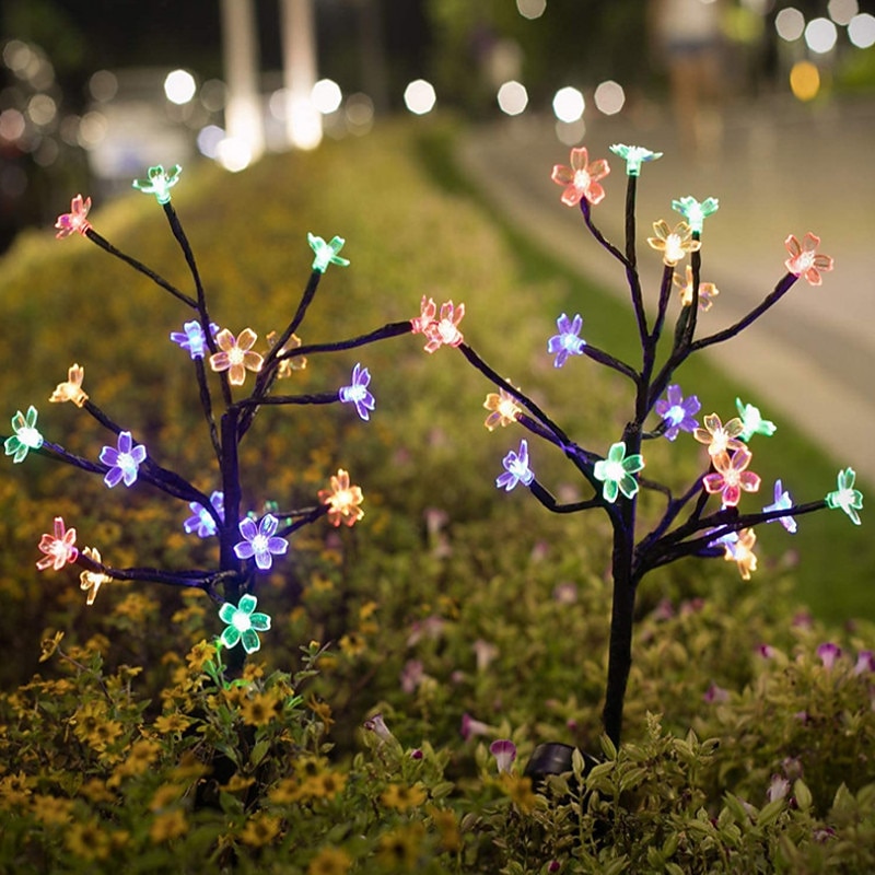 2 pezzi di luce solare per esterni a forma di fiore di ciliegio, colore bianco caldo, luce multicolore del 2026 a $53.99 –P2