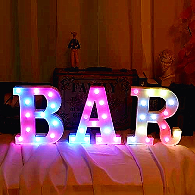 LED lettre lumières signe 26 lettres alphabet avec télécommande allumer des lettres signe coloré pour veilleuse mariage/fête d'anniversaire alimenté par batterie lampe de noël bar à la maison de 2025 ? $14.49 –P16