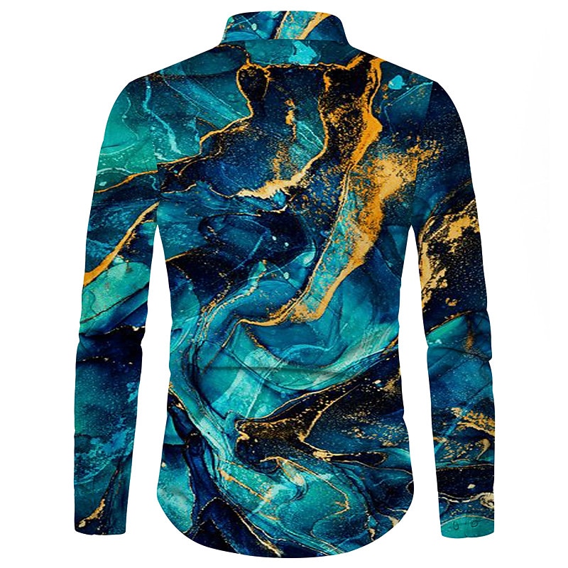Per uomo Geometrica Effetto marmo Camicia Camicia con bottoni Manica lunga Di tendenza Originale Informale Esterno Informale Per eventi Estate Primavera Collo ripiegabile Stampa Bottone giù Nero del 2025 a $26.99 –P5
