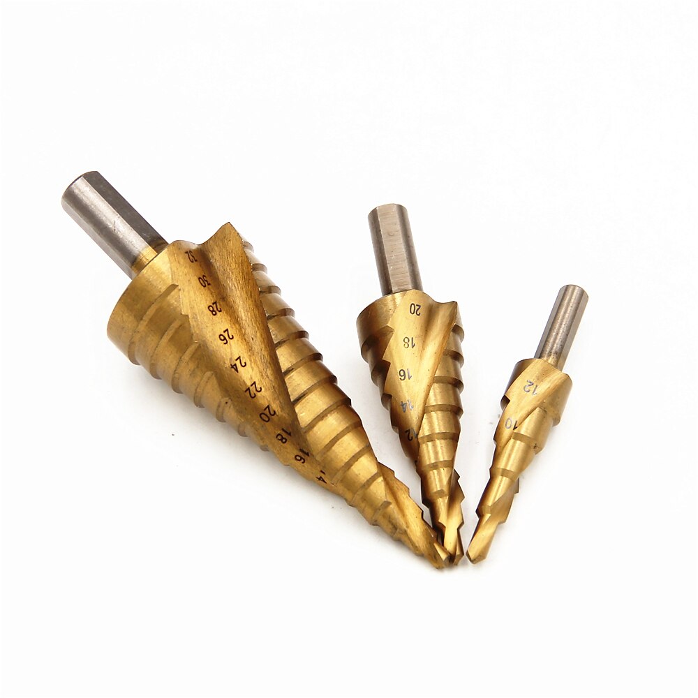 3pcs HSS Step Drill Bits Triangular Spiral Grooved Core Cone 4mm To 12mm 20mm 32mm Chamfer Hole Cut Cutter 2025 - $26.99 –P5