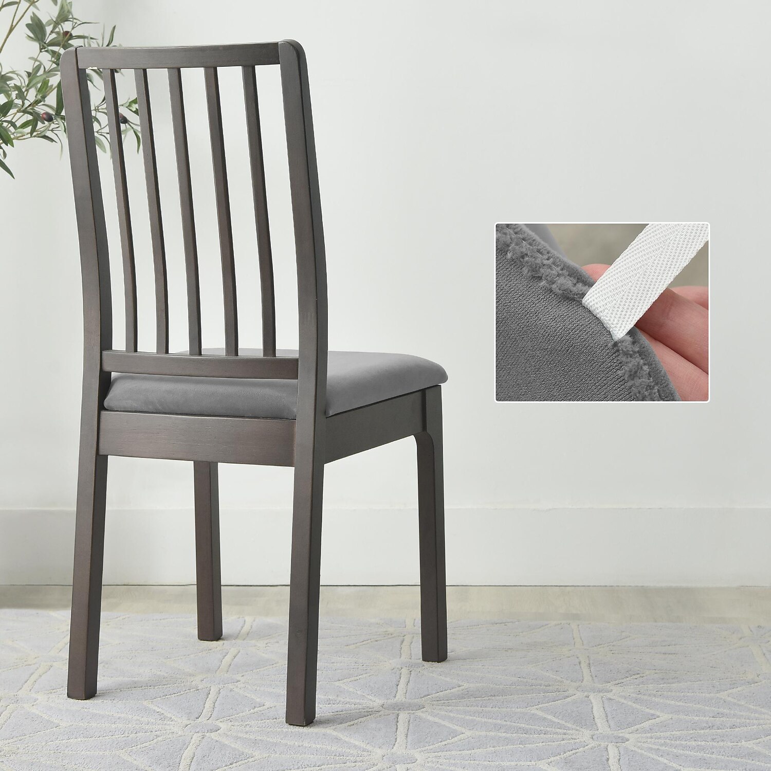 Fundas de asiento de terciopelo para comedor, color burdeos, elásticas, ajustadas, tapizadas, para sillas de comedor, fundas protectoras de muebles extraíbles y lavables con lazos 2025 - $10.99 –P5
