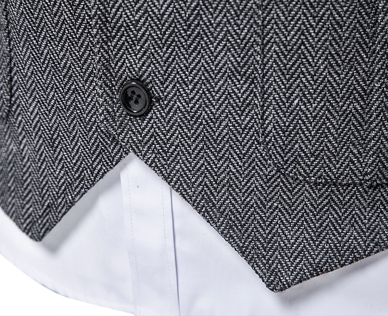 Men's Vest Waistcoat Wedding Party / Evening Vintage Retro Spring Fall Pocket Polyester Warm Solid Color Single Breasted Regular Fit Navy Blue Dark Green Coffee Gray Vest 2026 - $40.99 –P11