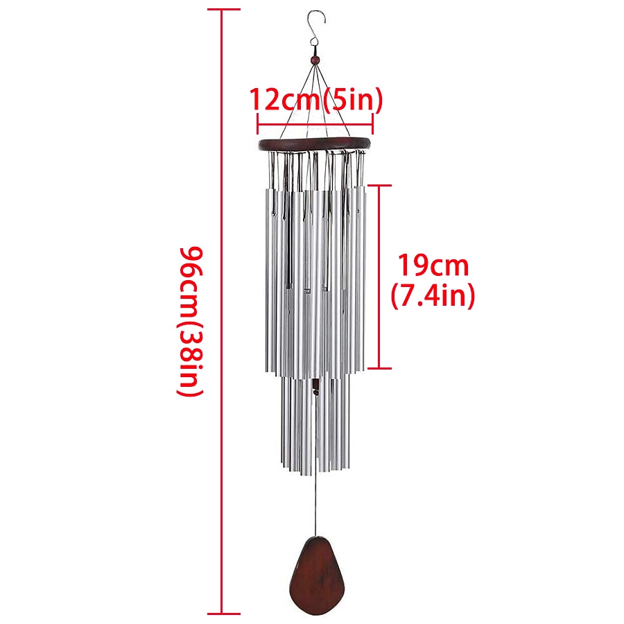 27-σωλήνες από πεύκο ασημί κουδούνι μεταλλικά αντισκωριακά κουδούνια για εξωτερικές καταπραϋντικές μελωδικές αποχρώσεις δώρο τέχνης διακόσμησης εξωτερικού χώρου για αίθριο, βεράντα, κήπο και αυλή. 2026 - $31.99 –P1