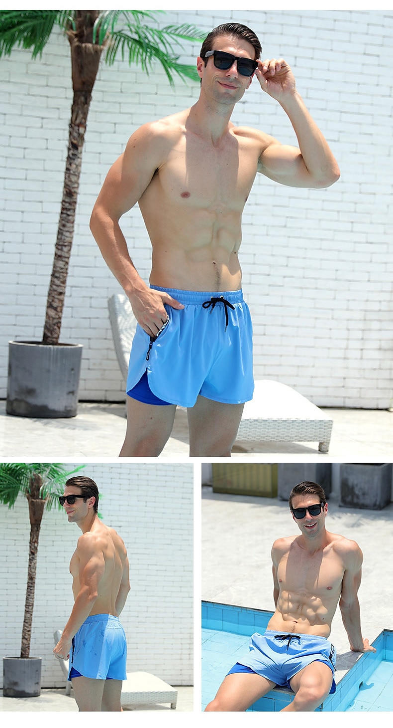 Homme Short de bain Short de Bain Natation Séchage rapide Poids Léger Short de bain Maillot de bain Avec poches Doublure de compression Cordon Natation Surf Plage Sports nautiques Couleur Pleine Eté de 2025 ? $21.59 –P12