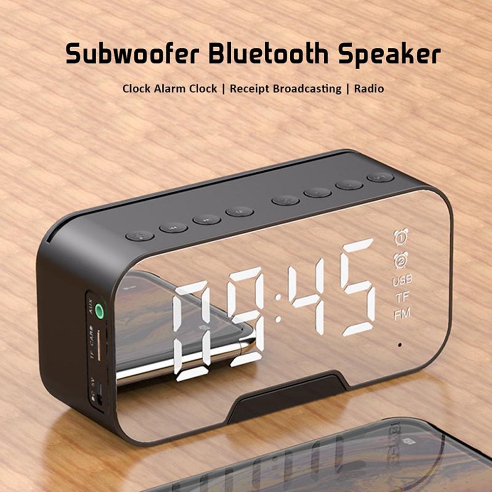 LED Dual Alarm Clock Wireless FM Radio Dimmer Phone Holder With Speaker Bluetooth 5.0 Mirror Clock Home Office Phone Supplies 2025 - $37.99 –P9