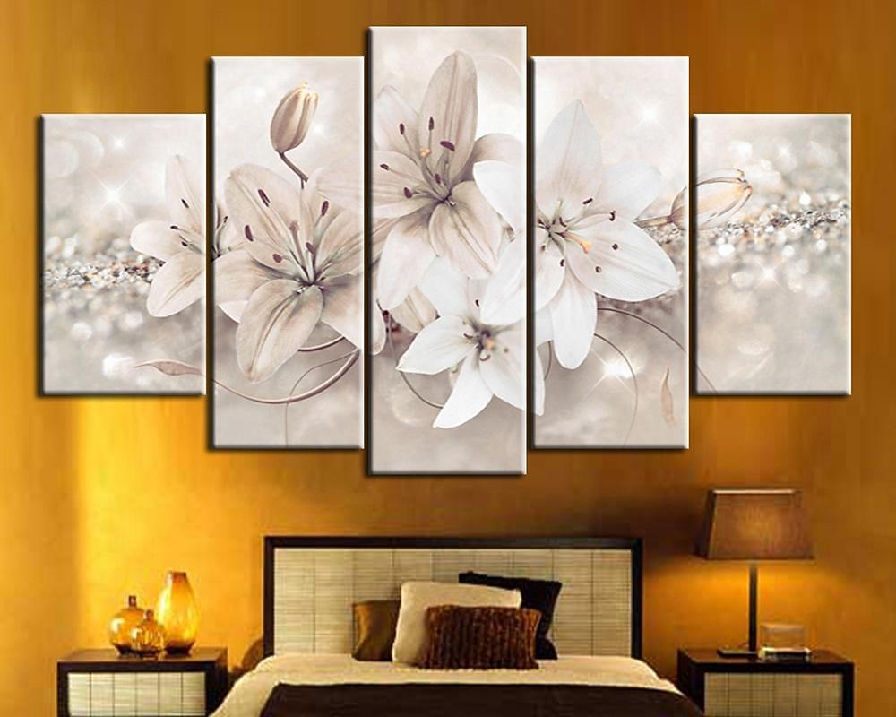 5 Panels Wall Art Canvas Prints Painting Artwork Picture Lily Floral Plant Home Decoration Décor Rolled Canvas No Frame Unframed Unstretched 2026 - $24.99 –P5