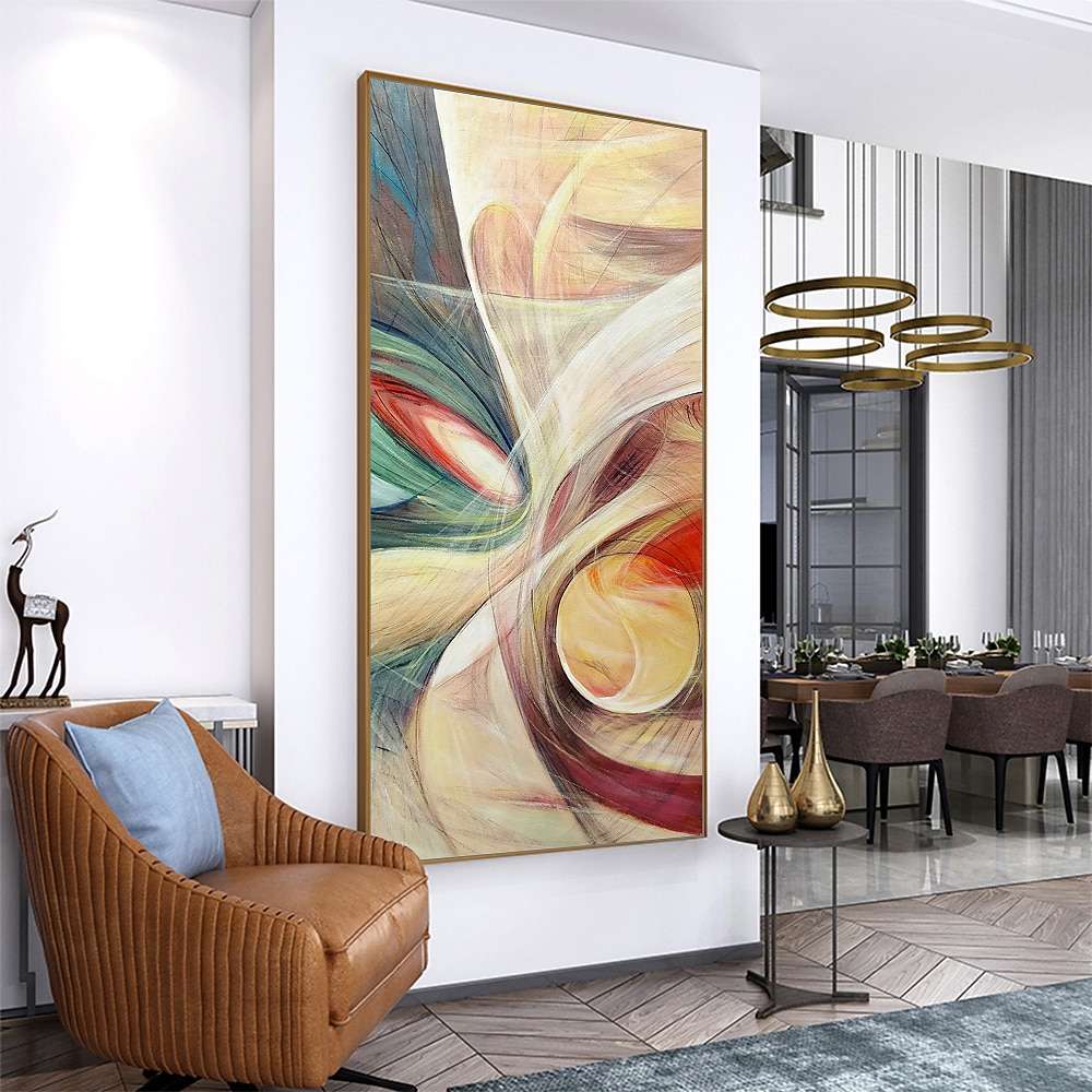 Peinture à l'huile Hang-peint Peint à la main Verticale Abstrait contemporain Moderne Toile roulée (sans cadre) de 2025 ? $100.99 –P3