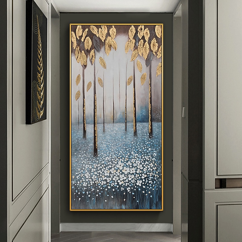 هانغ رسمت النفط الطلاء رسمت باليد عمودي الأزهار / النباتية الحديث بدون إطار داخلي 2026 - $108.99 –P4