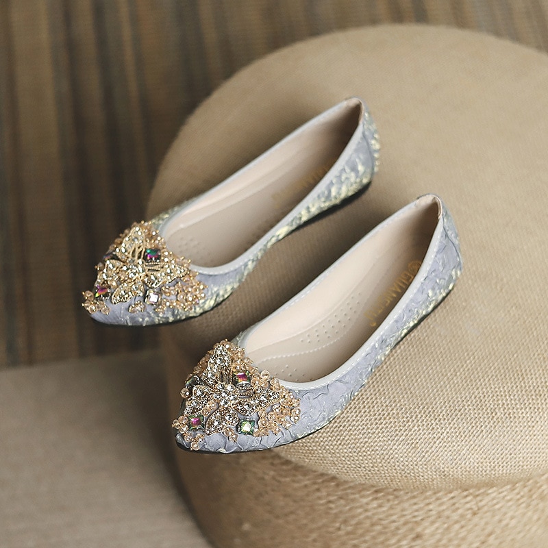 ballerines de mariage pliables ornées de cristaux floraux pour femmes - chaussures de ballet de voyage légères et confortables de 2025 ? $29.99 –P3