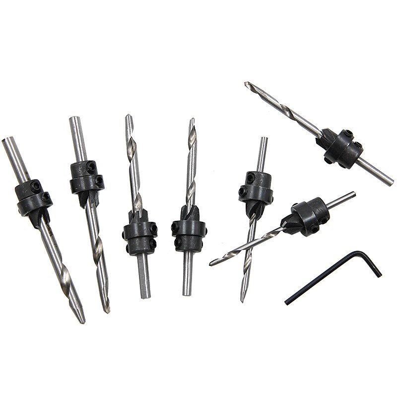 Countersink Drill Bits With Adjustable Depth Stop Collar Wood Woodworking 7pc Drilling Hole Saw 4 Flute 2025 - $13.99 –P4
