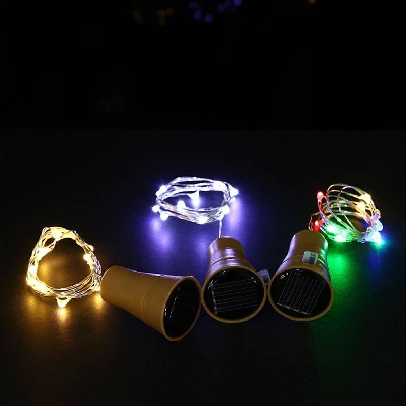 solare bottiglia di vino luci della stringa decorazione di cerimonia nuziale all'aperto 2 m 20 led lucine con sughero impermeabile luce di natale rame ghirlanda patio giardino luci della stringa 10 del 2025 a $11.99 –P7