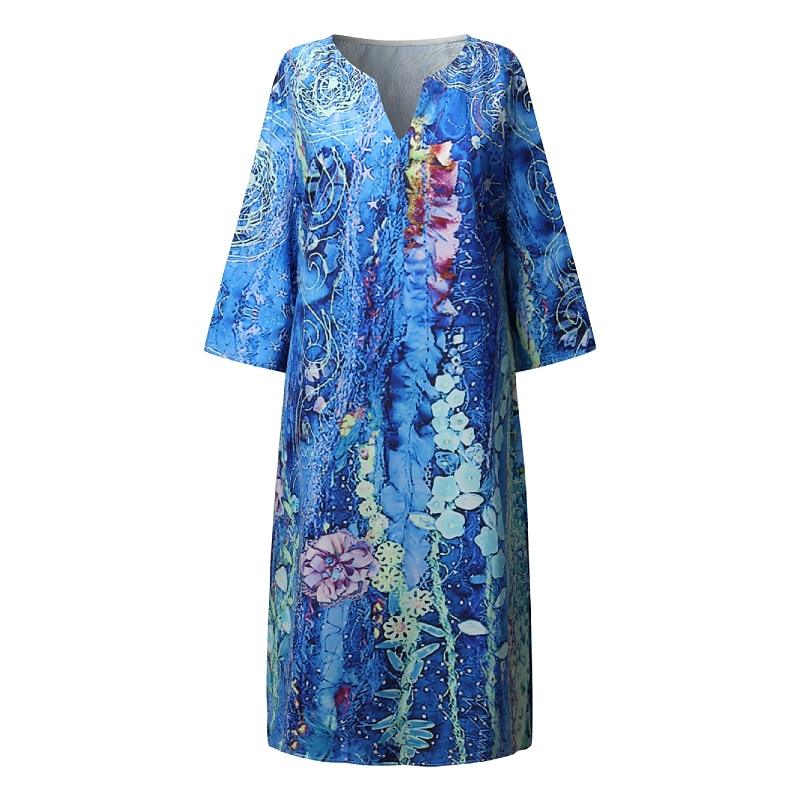 femmes plus la taille courbe robe décontractée robe droite robe midi impression v cou imprimer demi manches automne printemps travail décontracté genou longueur robe rendez-vous quotidien robe de 2025 ? $23.99 –P1