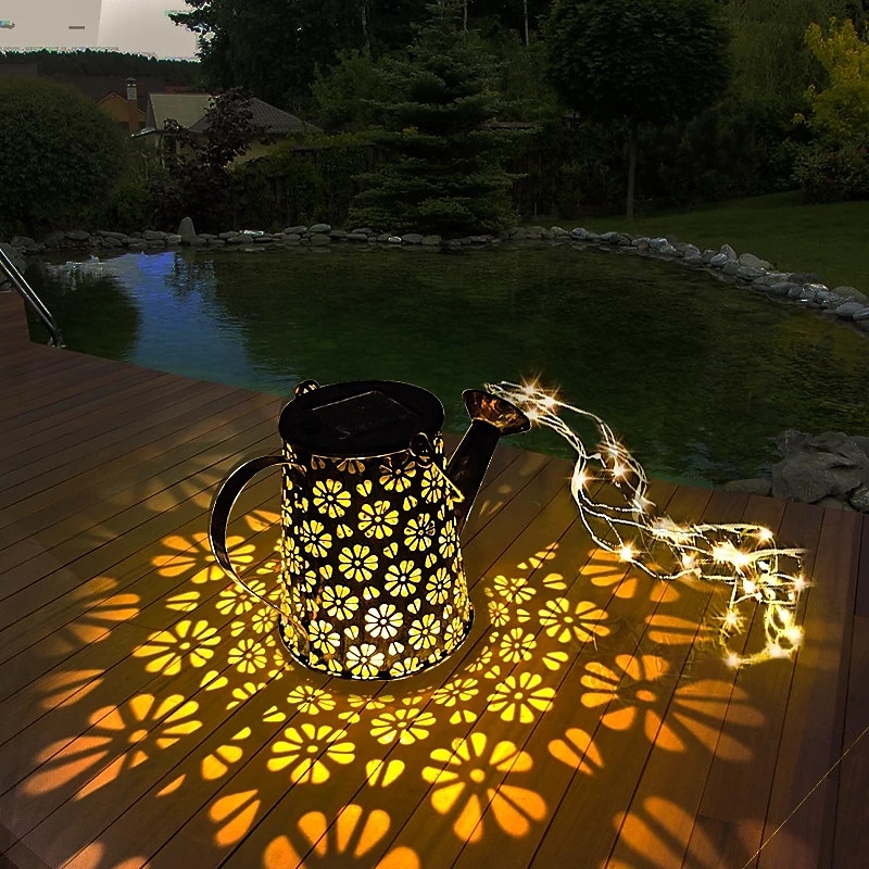 Outdoor Solar Watering Can Lights Hanging Kettle Lantern Light String Waterproof For Garden Yard Flower Bed Garland Decor Metal Retro Lamp 2025 - $26.99 –P8