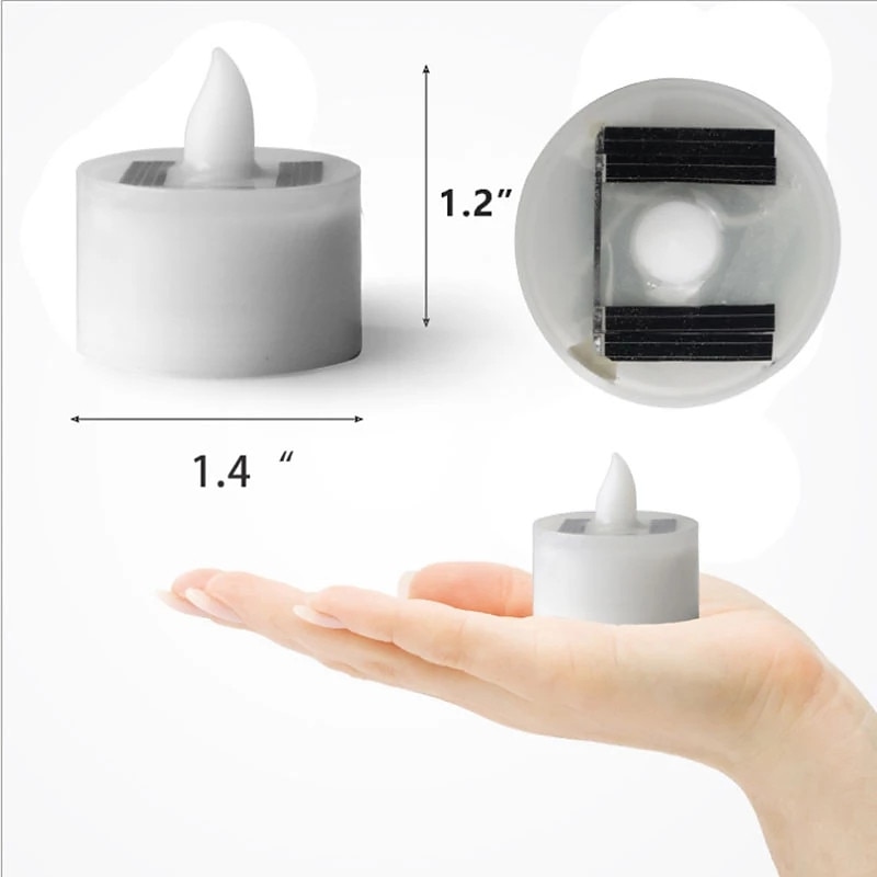 6/12 pièces bougies solaires sans flamme led fausses bougies chauffe-plat scintillantes décoration de jardin extérieur lumière décoration de fête de mariage romantique éclairage 6x 12x de 2025 ? $21.99 –P10