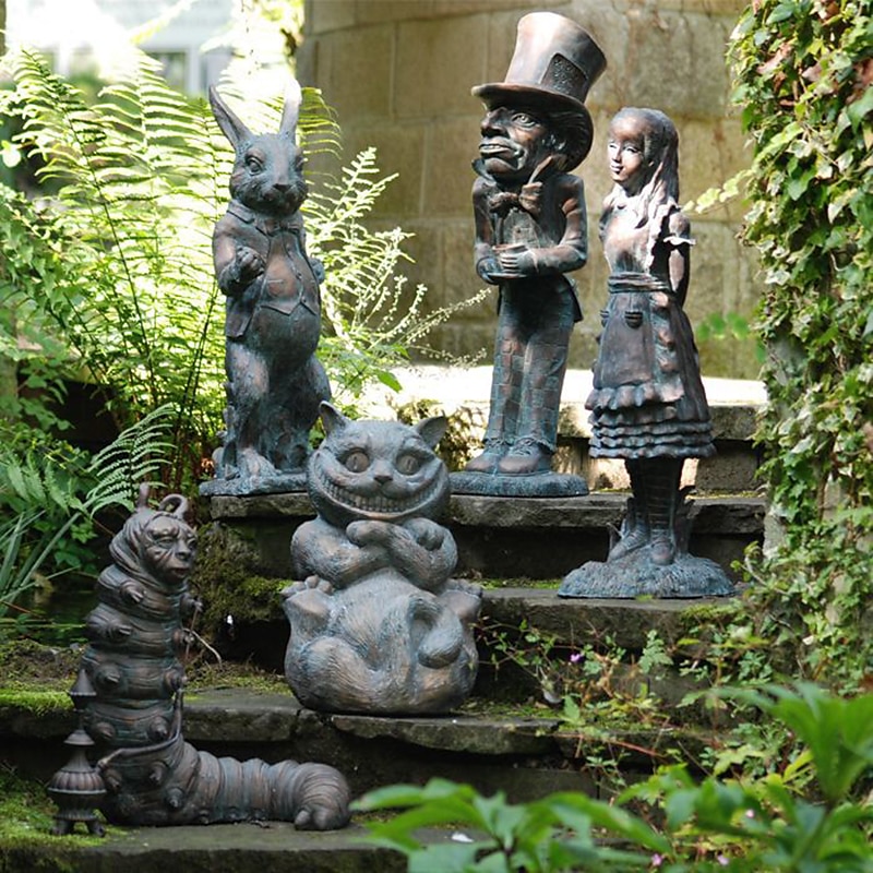 Ornamento de resina país das maravilhas jardim/estátua de pátio alice estatueta play set estátua de coelho país das maravilhas decoração do jardim de 2025 por $19.99 –P1