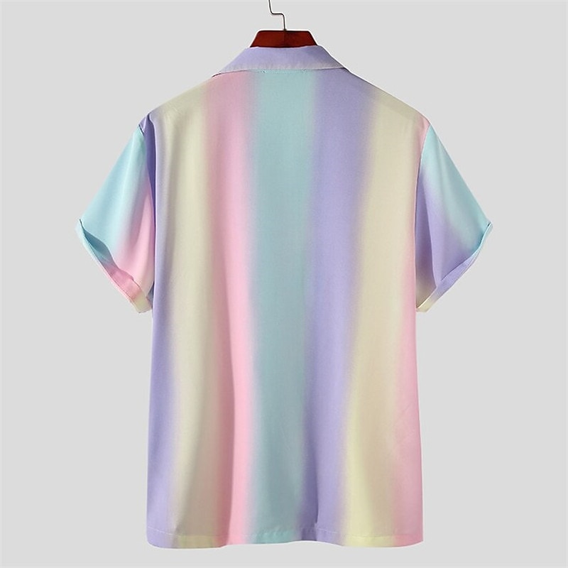 Per uomo Camicia Camicia estiva Camicia con bottoni Camicia da campo Camicia cubana Viola Arcobaleno Manica corta Stampe astratte Collo ripiegabile Strada Informale Bottone giù Abbigliamento Di del 2025 a $23.99 –P4