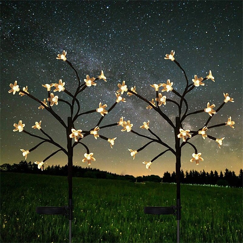 2 pezzi di luce solare per esterni a forma di fiore di ciliegio, colore bianco caldo, luce multicolore del 2026 a $53.99 –P1