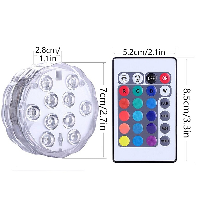 8 stk utendørs 10 led fjernstyrt rgb nedsenkbart lys under vann for svømmebasseng vase skål hagefest dekorasjon batteridrevet 2025 - $10.49 –P1