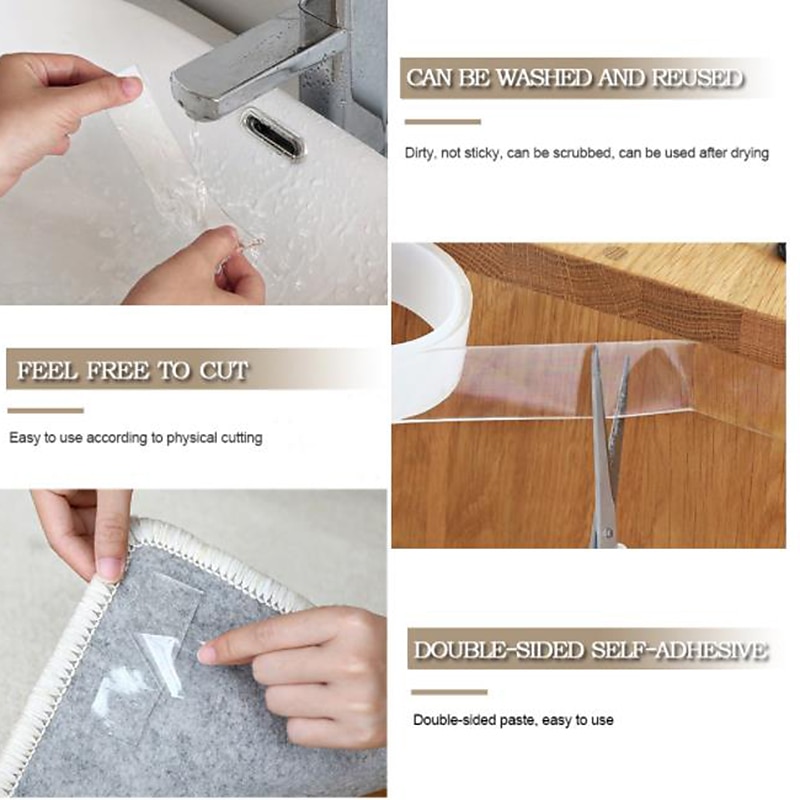 Monster Tape Waterproof Wall Stickers Reusable Heat Resistant Bathroom Home Decoration Tapes Transparent Double Sided Nano Tape 3*200cm 2025 - $4.99 –P17