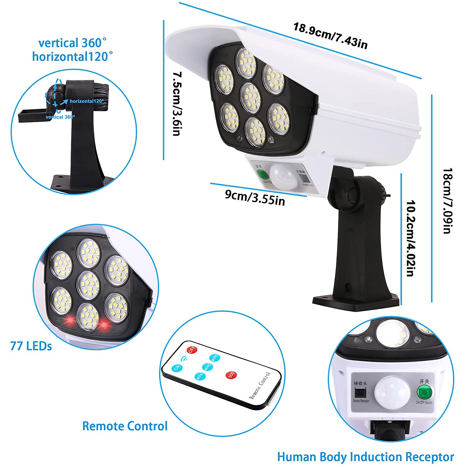 Solar Flood Lights Outdoor Motion Sensor Spot Light Solar IP65 Waterproof Simulation Motion Sensor Wall Lamp Solar Fake Surveillance Cameras LightsSecurity LED Flood Light for Courtyard Street Garden 2025 - $21.99 –P5
