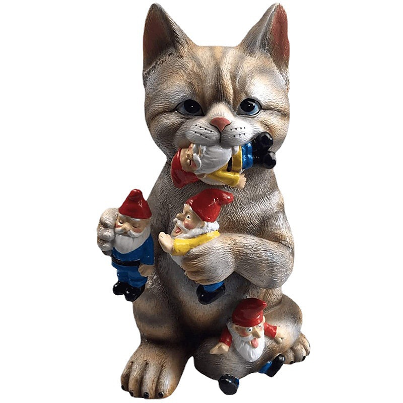 psotny kot ogród gnome statua figurka-najlepsza sztuka dcor do wewnątrz na zewnątrz domu lub biura statua na patio trawnik ozdoba podwórza parapetówka ogród prezent 2025 - $35.99 –P7