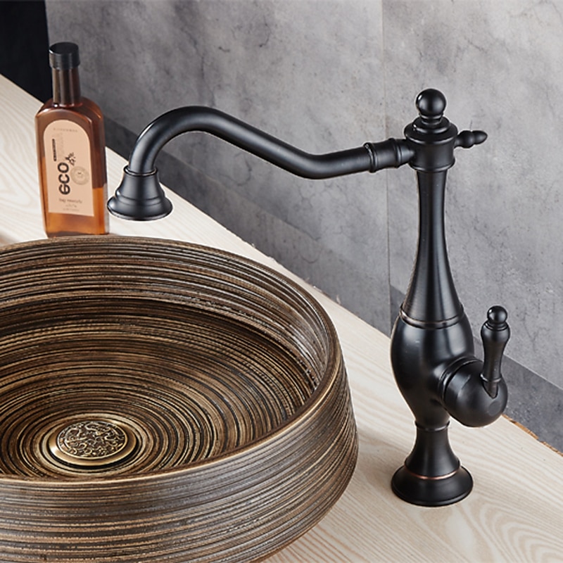 βρύση κουζίνας, ψηλό τόξο μονή λαβή με μία οπή περιστρεφόμενη τυπική ρετρό βρύση κουζίνας (αντίκες ορείχαλκος/ σφαίρα) 2026 - $153.99 –P11