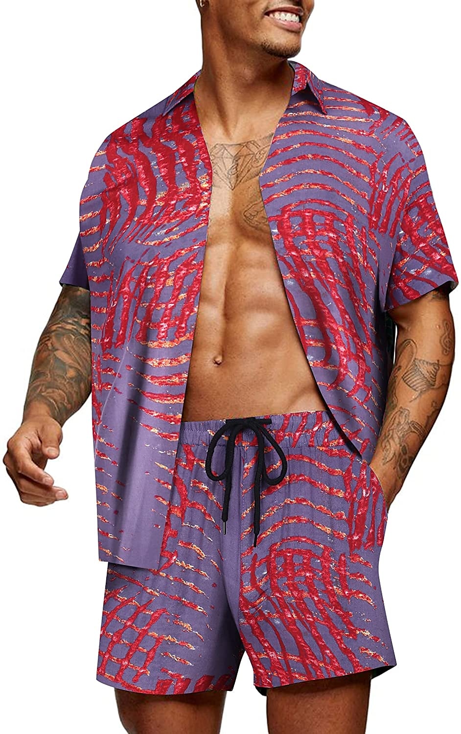 Men's Floral Graphic Tropical Flowers 2pcs Shirts Sets Summer Hawaiian Shirt Short Sleeve Short Pants Turndown Designer Beach Vacation Casual Daily 3D Summer Silver Red / White Green / Black 2025 - $34.99 –P13