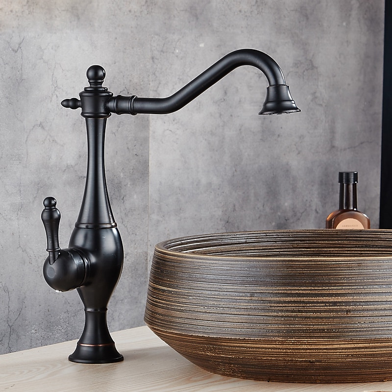 βρύση κουζίνας, ψηλό τόξο μονή λαβή με μία οπή περιστρεφόμενη τυπική ρετρό βρύση κουζίνας (αντίκες ορείχαλκος/ σφαίρα) 2026 - $153.99 –P13